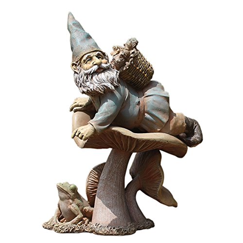 Napco Magical Gnome 12 Inch Resin Decorative Fairy Garden Statue Figurine, Blue #TOP20