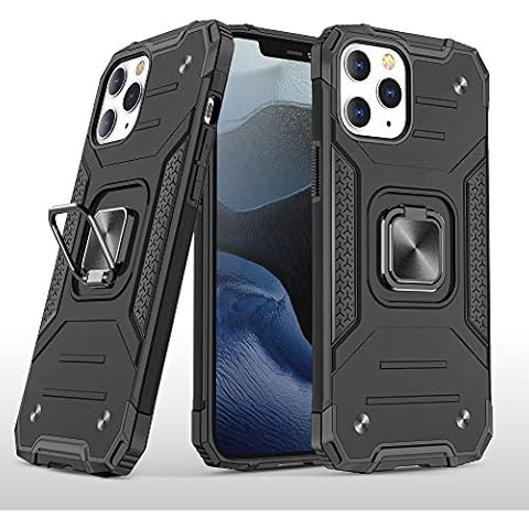 LEO DESIGN for iPhone 13/12/ 11 Pro, 13/12/ 11 Pro Max, 13/12 Mini Military Grade Armor Shockproof Protective Phone Case Cover Metal Ring Kickstand 360 Magnet Mount (iPhone 12/12 Pro, Black) Cover