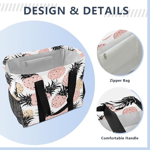 Nander Pineapple Foldable Tote Bag Waterproof Sandproof Women Beach Bag Handbag Gym Bag Travel Shopping Bag3