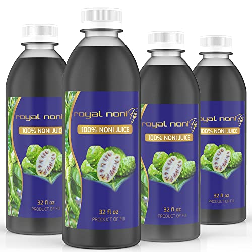 100% Noni Juice Organic and Pure 4 Pack Royal Noni Fiji Undiluted Cold Pressed from Organic Fijian Noni Fruit All Natural Superfood
