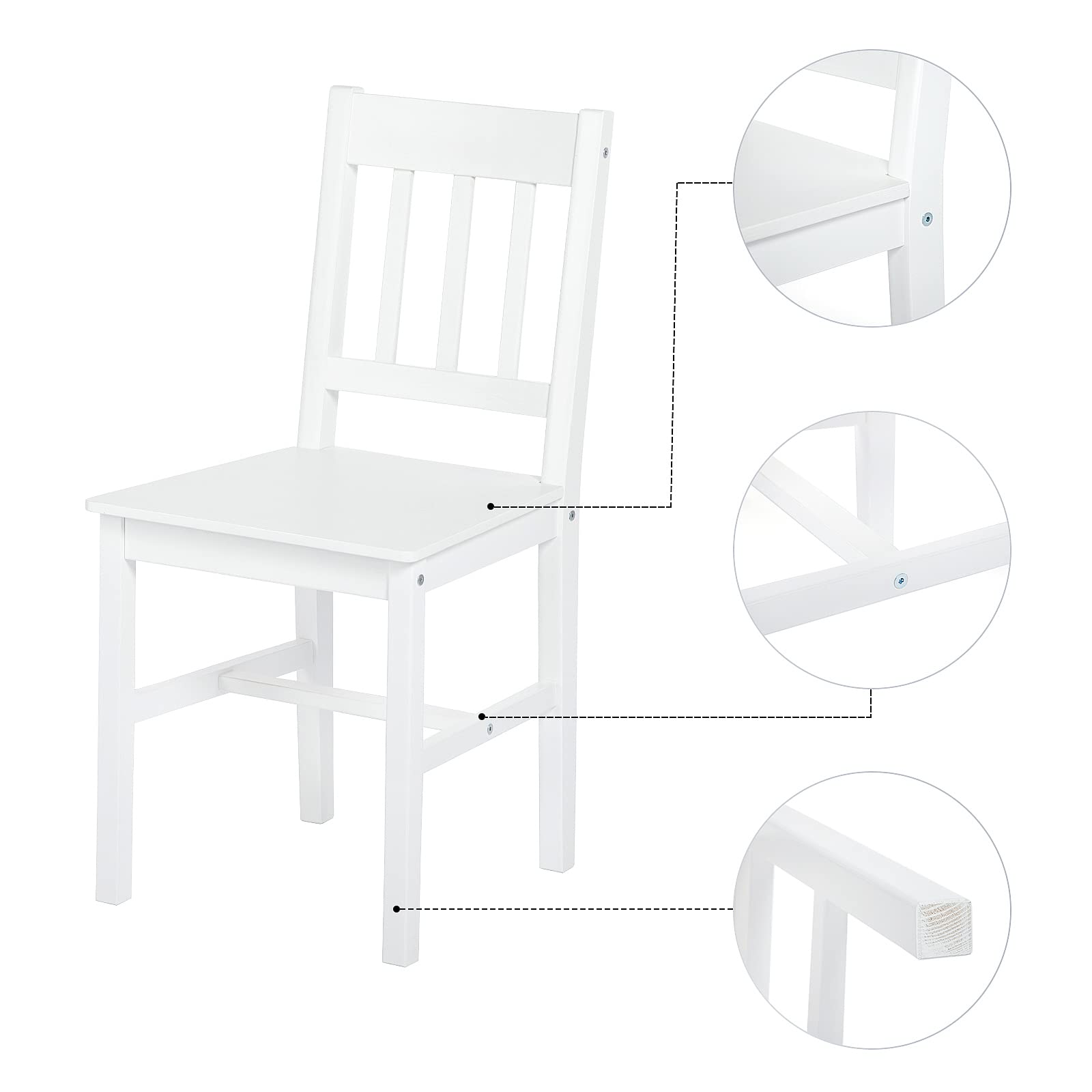 Esstisch aus Holz mit 2 Stühlen Sets Küchentisch Sets Esszimmermöbel Weiß 3-teilig Kleiner Essgruppe 75 * 73 cm