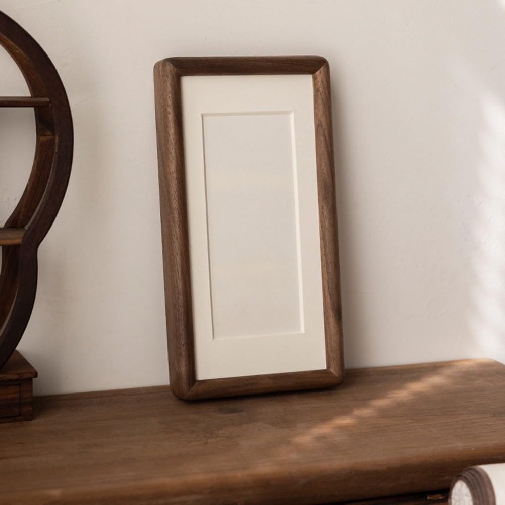 Cornice portafoto in legno, 6 x 24 cm, apertura visibile, finitura noce, per foto da 10 x 30 cm, elegante espositore in legno per decorazione da parete di casa