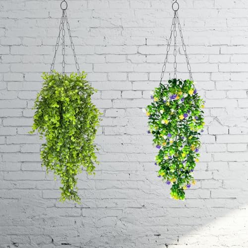 Image of Tdas Artificial Hanging Plants Leaves Eucalyptus Ivy Garlands Plant Greenery Vine Creeper Home Decor Door Wall Balcony Decoration Party Festival - 1 Pcs (Multicolor1)