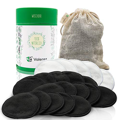 Preisvergleich Produktbild Valere + 20 Stk Abschminkpads waschbar - Bambus-Baumwolle, Umweltfreundliche Wattepads, Nachhaltige Materialien - Für eine gründliche Gesichtspflege - Zero Waste - Inkl. Waschbeutel