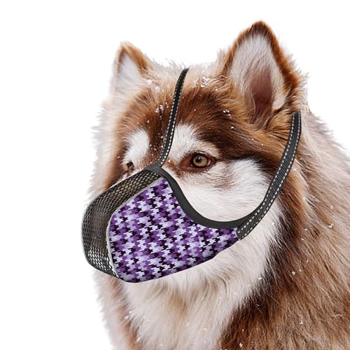 Image of Dog Muzzle for Extra Large Size Dogs to Prevent Biting Chewing Barking Soft Air Mesh Muzzles Reflective Ajustable Full Coverage Dog Mouth Guard Cover for Grooming Scavenging Purple XXL