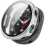 HANKN 2 Pack Hard Case for Samsung Galaxy Watch 8 44mm Tempered Glass Screen Protector, Overall Protective Ultra-thin Shockproof Bumper Cover (Silver x 2, Galaxy Watch 8 44mm)