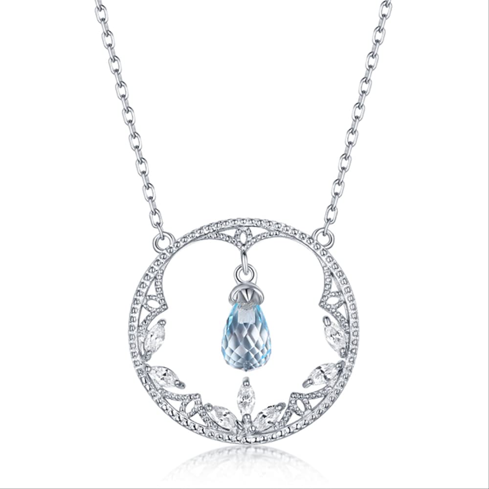Collar de Plata de Ley 925 para Mujer, topacio 100% Natural, Granate, Piedra Preciosa de Cuarzo Rosa, joyería de Boda de Oro para Dama de Honor