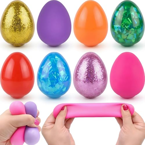 Howzcci 8 Pack Easter Eggs Stress Balls Squishy Toys Easter Basket Stuffers