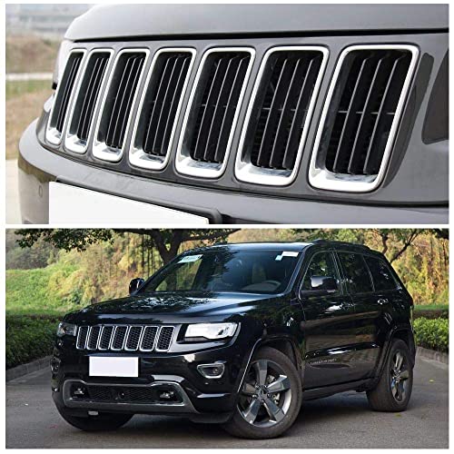 Image of JeCar Front Grille Inserts Clip-on Chrome Grill Cover ABS Trim Kit for 2014-2016 Jeep Grand Cherokee