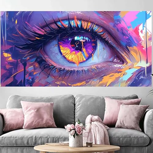 Diamond painting adulte œil grand 50x150cm loisir créatif broderie strass 5D