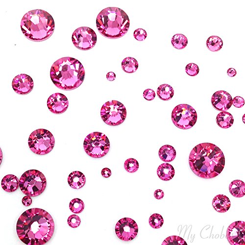 ROSE (209) pink 144 pcs Swarovski 2058/2088 Crystal Flatbacks pink rhinestones nail art mixed with Sizes ss5, ss7, ss9, ss12, ss16, ss20, ss30