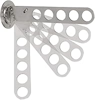 Vista 2 de Colgador de ropa de montaje en pared plateado, plegable de acero inoxidable con múltiples ganchos, perchero de metal para colgar abrigos, ganchos