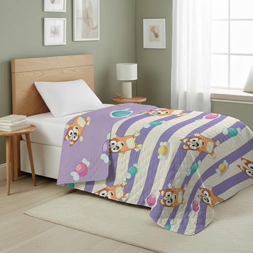 Image of Northwest Bluey Bingo Candy Land Quilted Throw Blanket - Official Cartoon Throw Blanket Featuring Bluey, for Adults Boys Girls Bed, Couch, or Playroom, 60 x 80 Inches