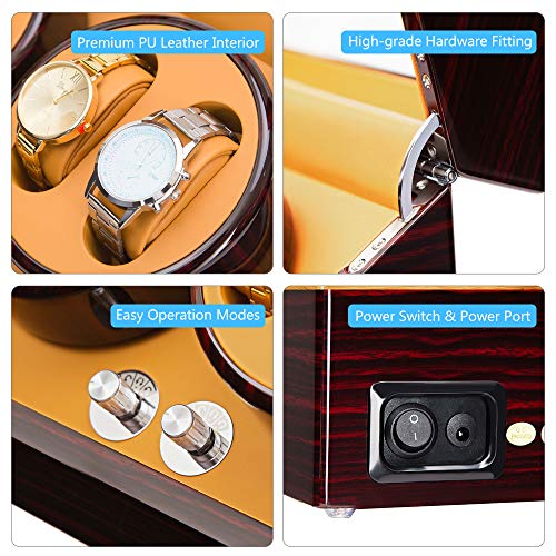 JQUEEN Watch Winder Winds 4 Heavy Watches with Quiet Motor