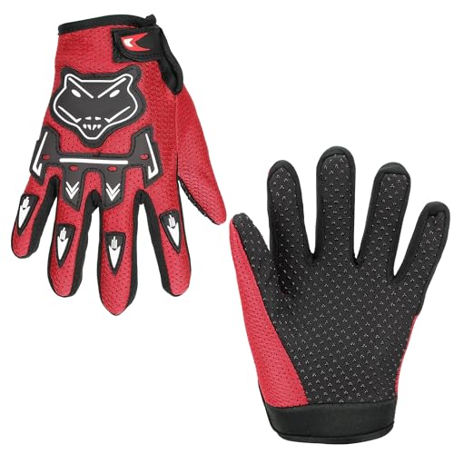 TOKCKYBL Kids Dirt Bike Gloves - Youth Motorcycle Gloves for Boys & Girls Breathable Non-Slip Riding Full Finger Children Glove for BMX Mountain Bike ATV Cycling & Outdoor Sports