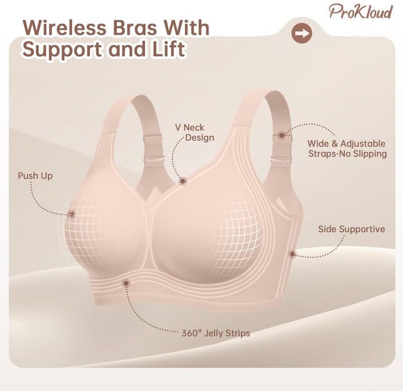 Jelly Bras for Women No Underwire Wireless Bra with Support and Lift Full Coverage Plus Size Comfy Seamless Bra - Image 5