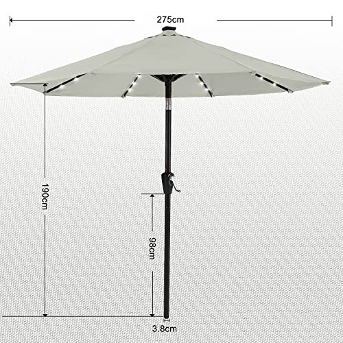 Image of ABCCANOPY Durable Solar Led Patio Umbrellas with 32LED Lights 9FT (Light Beige)
