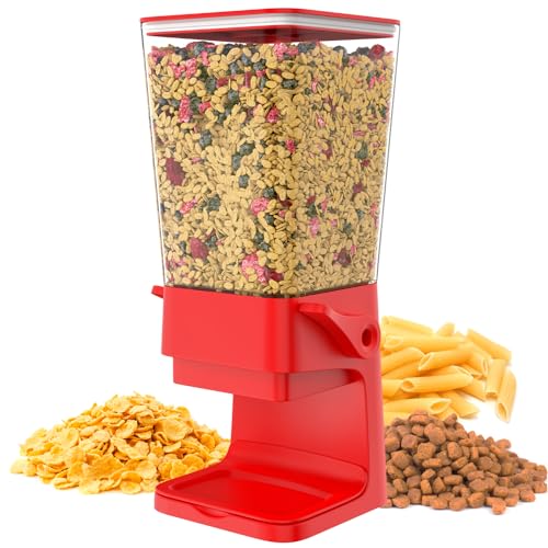 Hovea - Distributeur de Céréales & Croquettes Rouge - Capacité 5L - pour Muesli, Pâtes, Aliments Secs - Distributeur Croquettes Chien & Chat – Cuisine,...