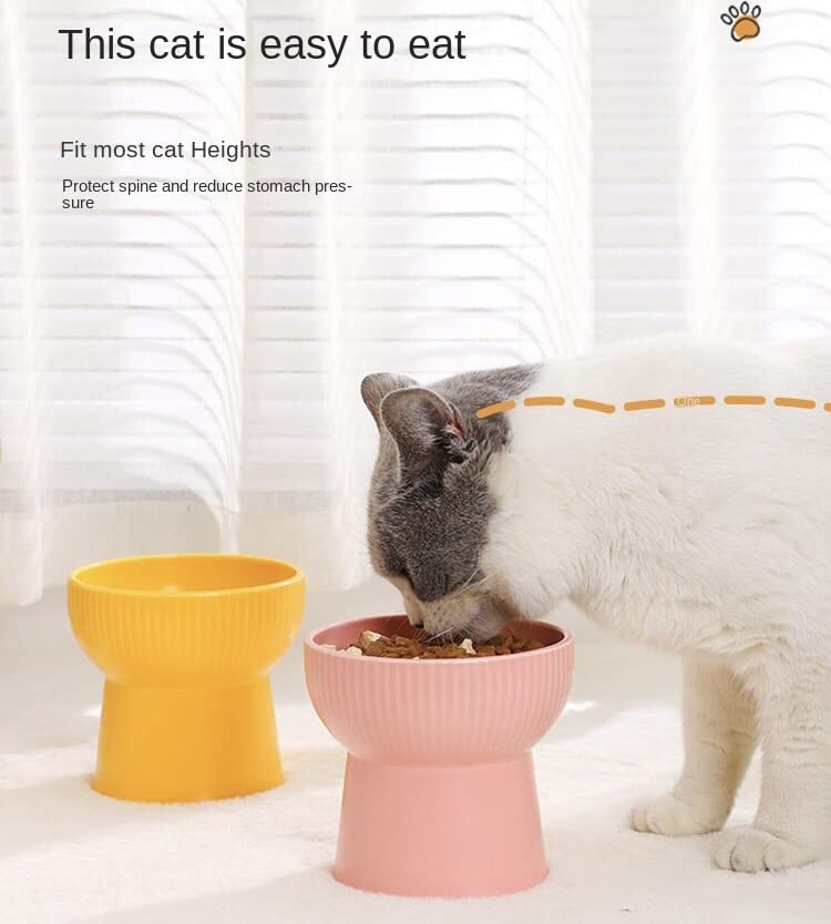 Image of PETANGEL Ceramic Cat Food Or Water Bowl, Raised Cat Feeder Dishes with Stand, Elevated Pet Food Bowl for Cats and Small Dogs,Stress Free Backflow Prevention, Anti Vomiting & Reduce Neck Burden (Pink)