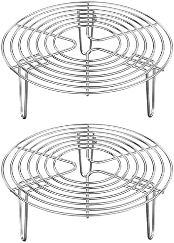 HEMOTON 2pcs Stainless Steel Steamer Rack Multi- Round Cooling Rack for Steaming