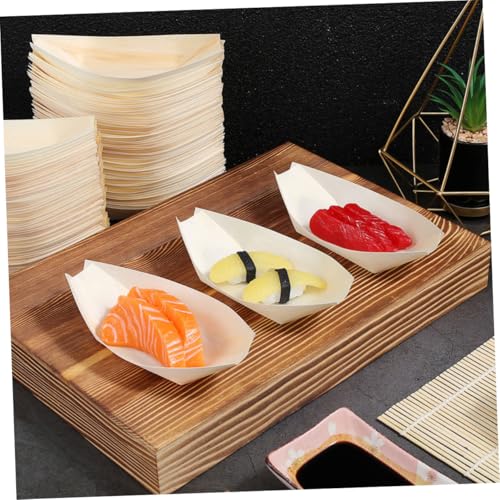 Bandejas desechables de madera para sushi, set 100 uds miniatura 7