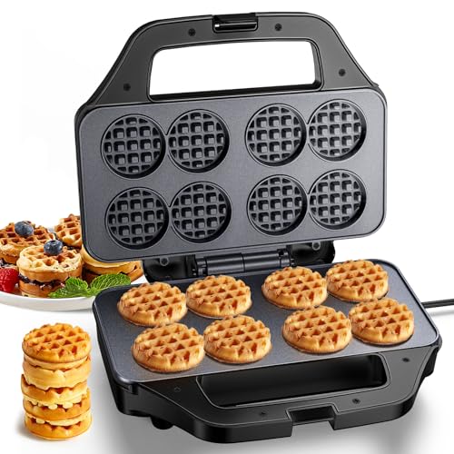 Mini Waffle Maker Machine, 8 Small Waffle Bites, Nonstick Waffle