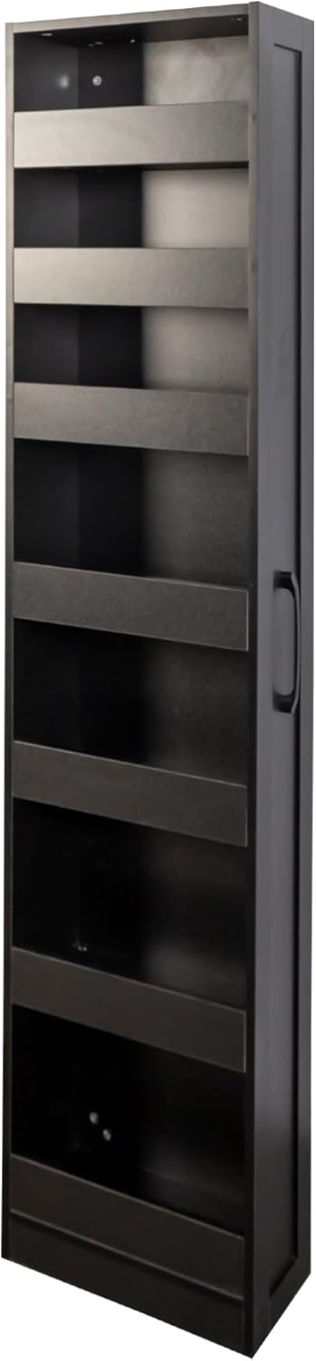 7-Tier Slim Mobile Shelving Cart with Wheels, Rolling Pantry with 7 Baskets, Narrow Pull-Out Utility Cart, Space Saving Storage Organizer Carts for Kitchen Living Room Bathroom Narrow Spaces, Black