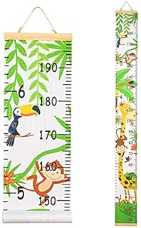 Beinou Wall Height Chart Growth Chart for Kids Wooden Wall Ruler 7.9'' x 79'' Canvas Height Measurement Wall Decor Hanging Height Measure for Baby Girls Boys Toddler Bedroom, Pink Flowers