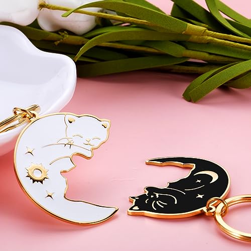 Image of XPENMULBOJA Couple Gifts for Boyfriend Girlfriend Fathers Day Cat Dad Keychain Anniversary Matching Couple Stuff for Wife Husband Him Her Christmas Stocking Stuffer for Women Men Cat Lover