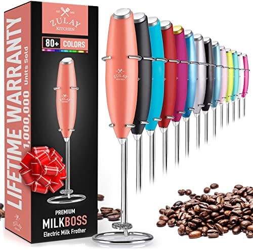 Zulay Original Milk Frother Handheld Foam Maker for Lattes - Whisk Drink Mixer for Coffee, Mini Foamer for Cappuccino, Frappe, Matcha, Hot Chocolate by Milk Boss (Galaxy)