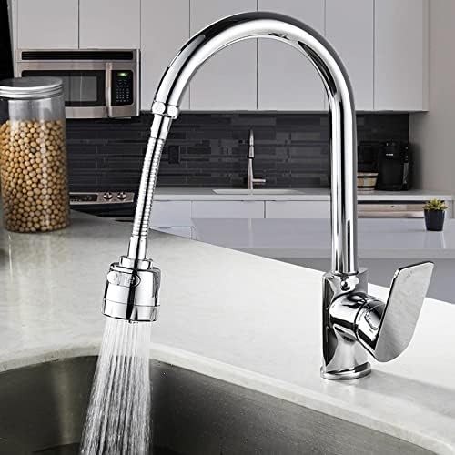 Universal 360° Rotatable Anti-Splash Faucet Extender with Hose, Kitchen Tap Extension with 3-Mode Flexible Faucet Sprayer Head, ABS Plastic Chrome