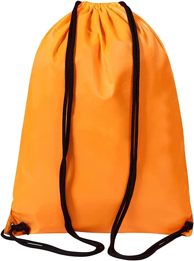 Saco de ginásio com cordão, 2 unidades e 1 bolsa de corda, mochila de polietileno, para mulheres e homens, bolsa de natação, viagens, praia, escola, férias, adequado para desportos, crianças,, Laranja