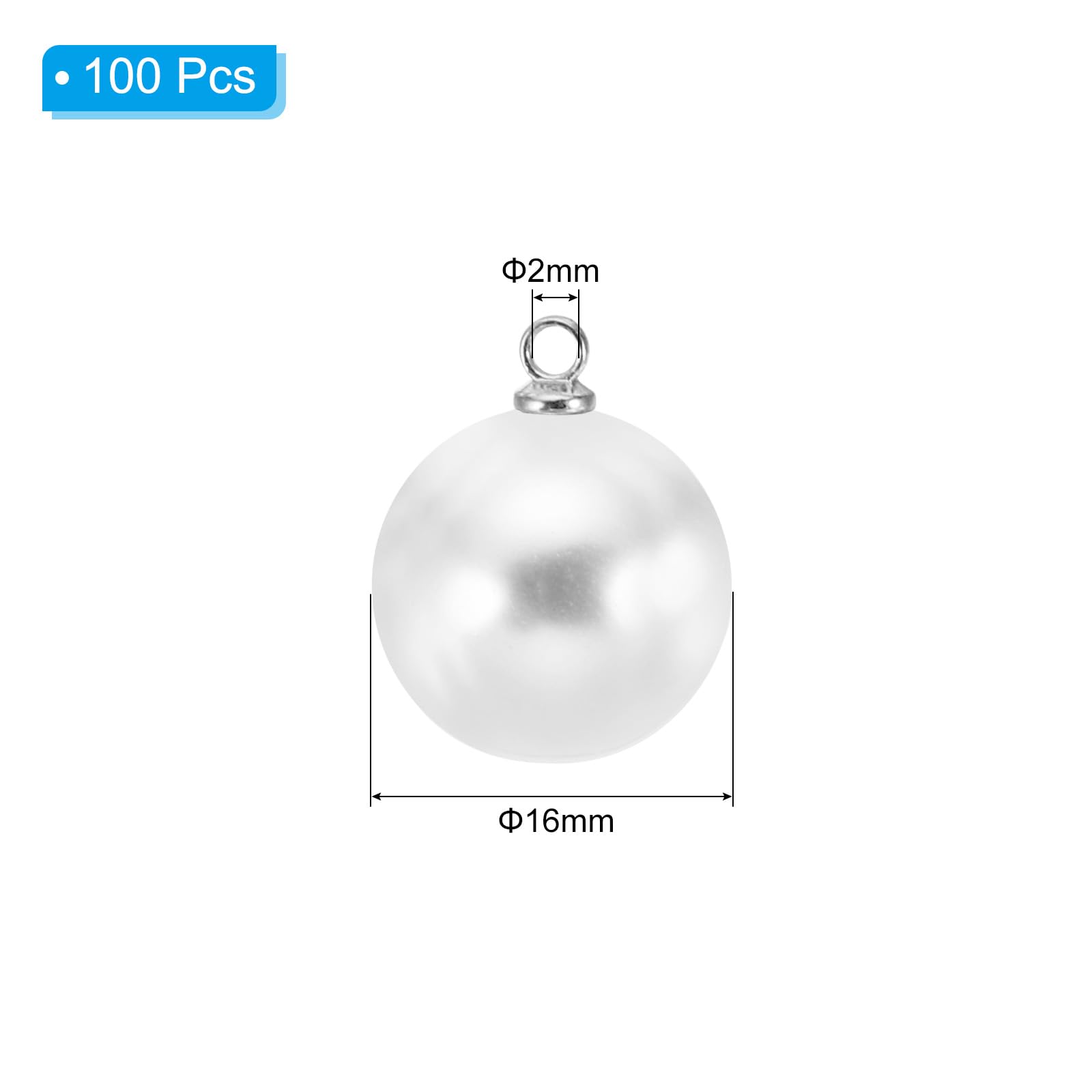 PATIKIL 14mm Pearl Charm, 100pcs Pearl Beads Faux Pearl Pendant Charm Beautiful DIY for Making s s Wedding Crafts Silvery White - Image 2