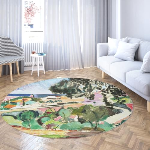 Tapis rond antidérapant et lavable pour sécuriser et décorer le salon