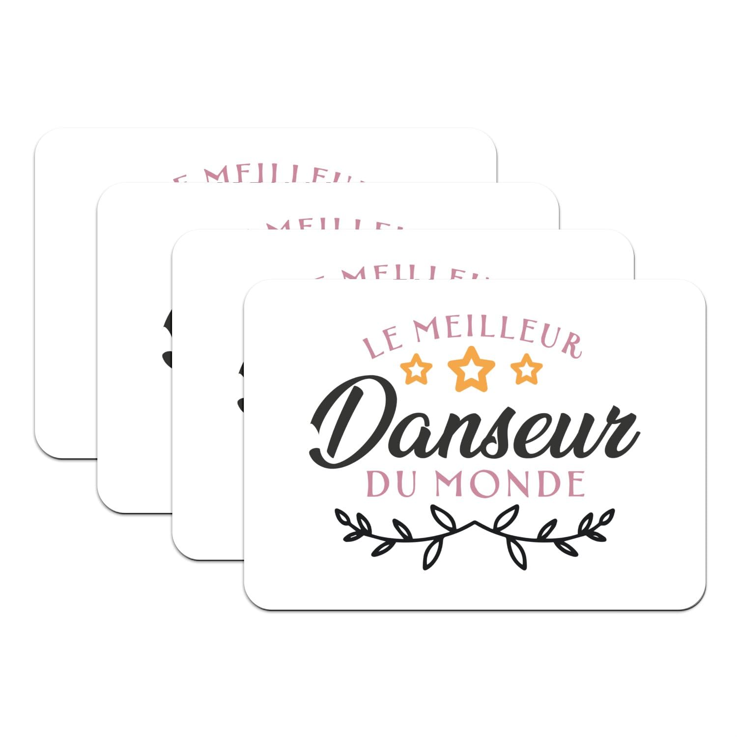 Set de table danse et musique lot de 4 grands dessous blancs en caoutchouc 40x29 cm