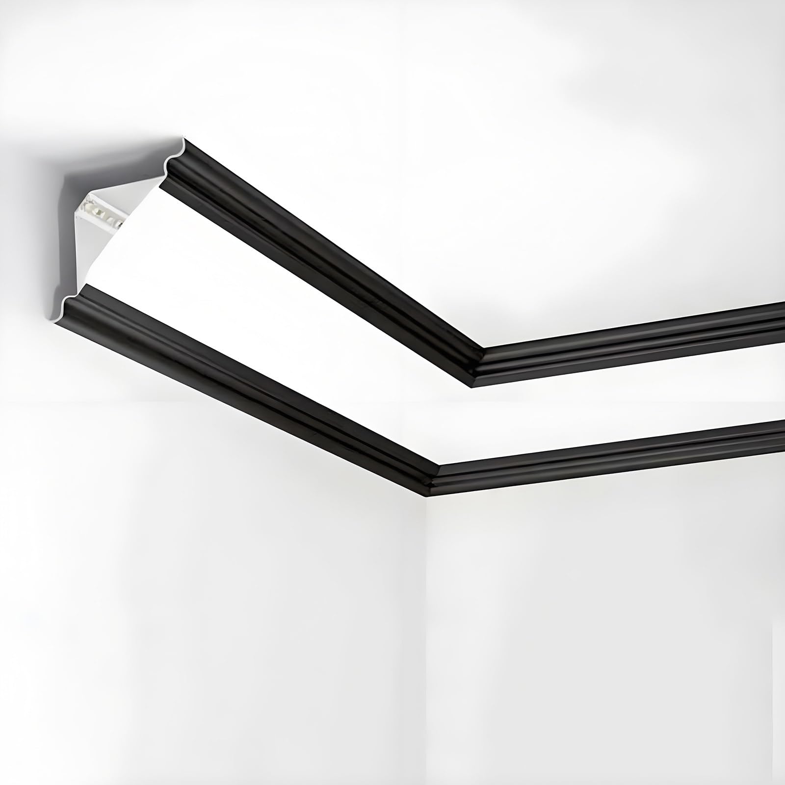 Taza de luz LED Canal de luz LED montado en la Superficie, Canal LED de Aluminio para baño/gabinete/Corredor/estantería, iluminación de moldura de Corona para Techo/Pared/Suelo(2m/6.6ft)