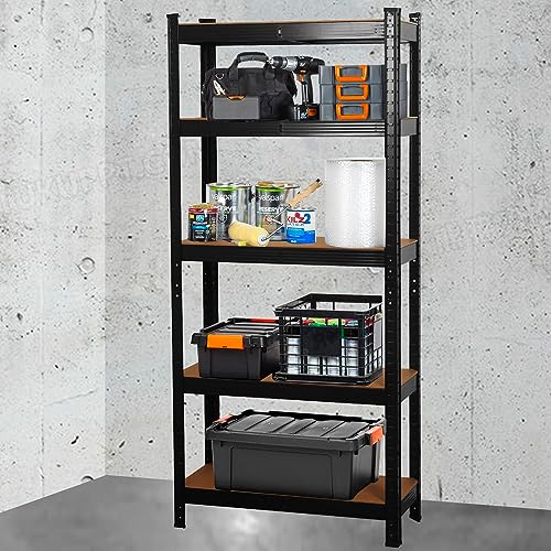 Garage Shelving Units 5 Tier Heavy Duty Shed Storage Racking Shelf Metal Boltless 875kg Capacity 175kg Per Shelf for Warehouse Workshop Office (Black, 90x40x180cm) - Image 3