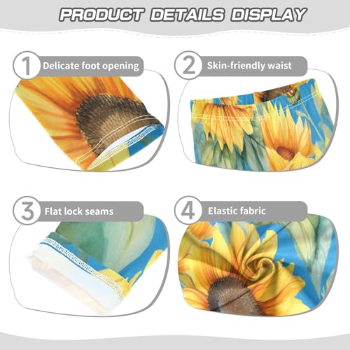 Toddler Girls Leggings Printed Yoga Pants Leggings Yellow Brown Sunflower for Kids3