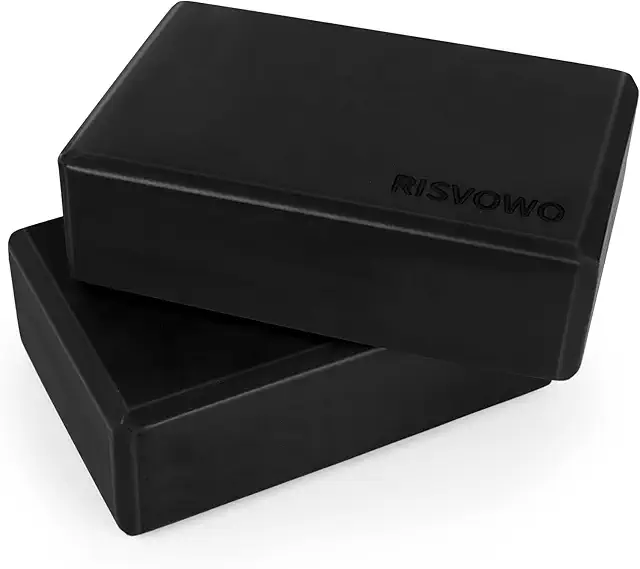 Blocs de Yoga Antidérapants, Lot de 2 en Mousse EVA Haute Densité - Noir