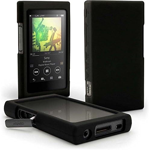 BestforYou Sony A35 Case,Silicone Gel Skin Case for Sony Walkman A45 A46 A47 NW-A40 A35 A36 A37 A35HN A36HN A37HN Cover + Screen Protector (Black)