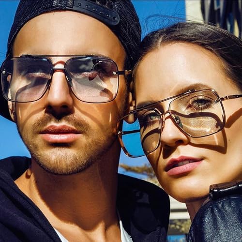 Junsika Square Aviator Sunglasses for Men Women Fashion Metal Vintage Designer Sunglasses Shades UV400 Protection2