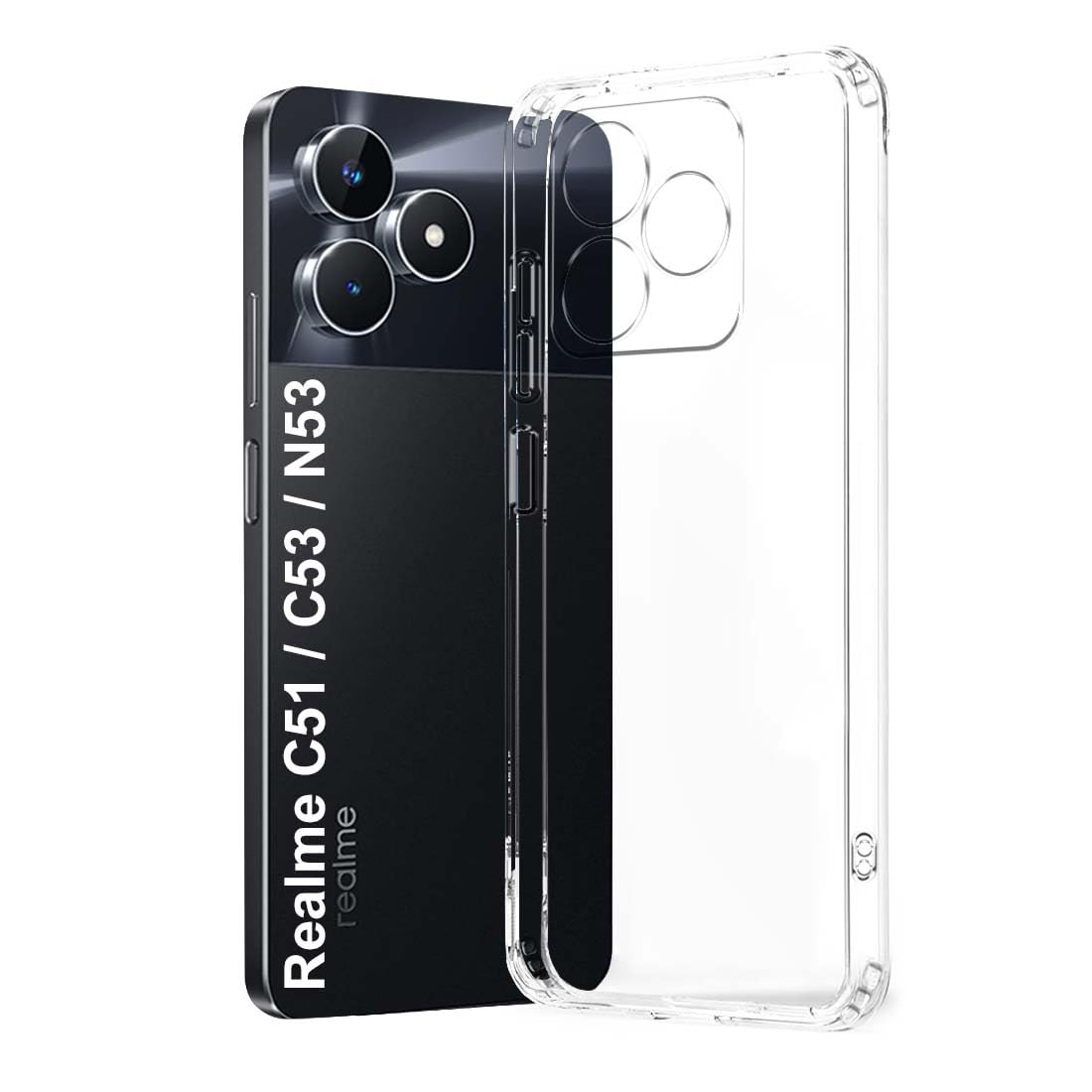 Fashionury Shockproof Crystal Clear Back Cover for Realme C51 / C53 / Narzo N53 | Raised Bumps for Camera & Screen Protection | Transparent Back Cover for Realme C51 / Realme C53 / Realme Narzo N53 (B0CJ5BPM1D) Amazon Price History, Amazon Price Tracker