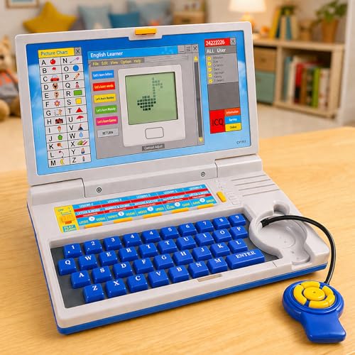 Image of Toyshine Educational Kids Laptop with 20 Activities Alphabet|Letter|Words|Games|Mathematics Music|Logic Memory Tool Fun Learning Educational Kids Laptop Educational Toy Boys Girls 5+