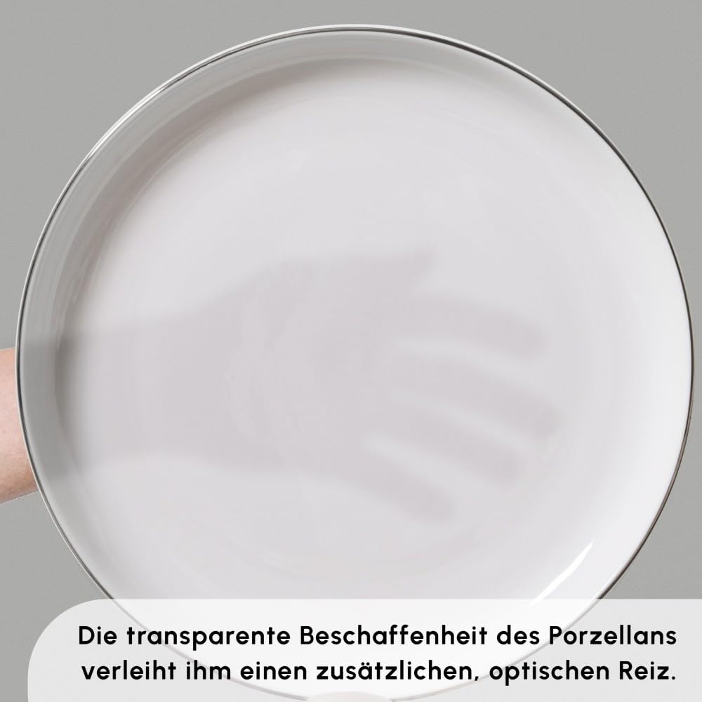 Karaca Streamline Favaro - Servizio da tavola per 12 persone, set da 53 pezzi, ciotola e piatti, in porcellana Bone Cina, zuppe, dessert e piatti
