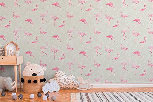 A.S. Création vliesbehang Club Tropicana behang met flamingo's 10,05 m x 0,53 m crème roze wit Made in Germany 359801… - Image 7
