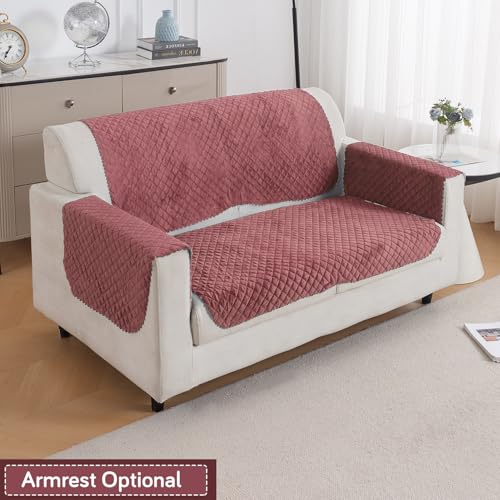 Image of HOKIPO Quilted Sofa Cover for 2 Seater for Seat & Back, 'Quilt Classic' Pink (IN-926-ONION*2)