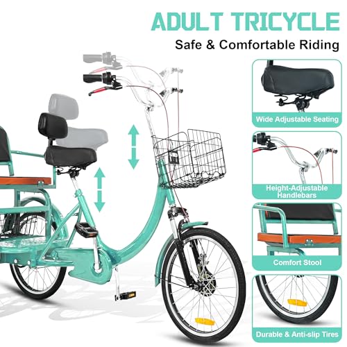 MOOITZ Adult Tricycle, 20 Inch 3-Wheel Bikes, Trike for