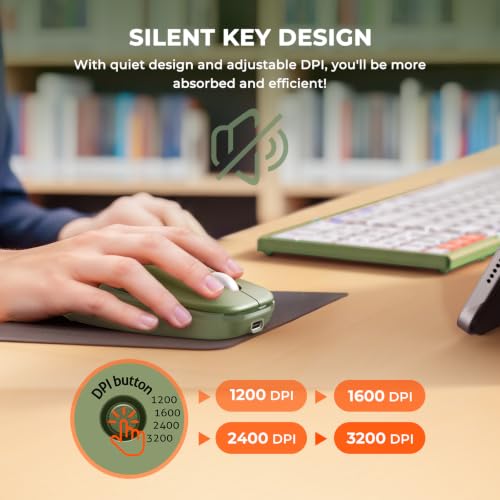 Image of MEETION Foldable Bluetooth Keyboard and Mouse, Portable Combo Green | Slim foldable keyboard and mouse set with a soft travel pouch, rechargeable and multi-device connection for work on the go