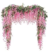 3Pcs 7.2Ft/Piece Artificial Flowers Wisteria Garland Artificial Wisteria Vine Hanging Flower Gree...