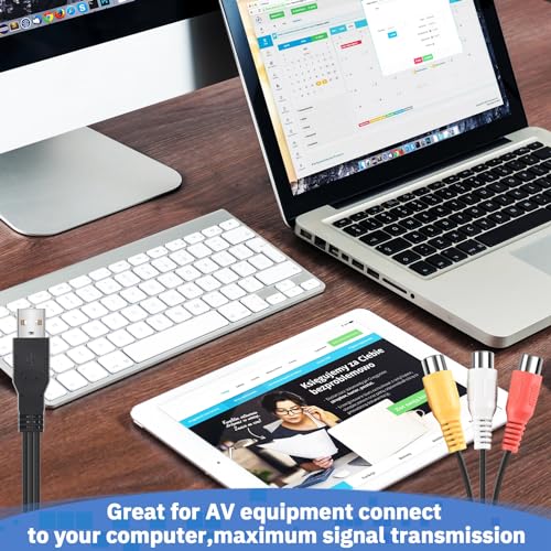 ALOEU 1Pc USB Male Plug to 3 RCA Female Adapter Audio Converter Video Av A/V Cable USB to RCA Cable for HDTV Tv Television Wire Cord, Black, 240677